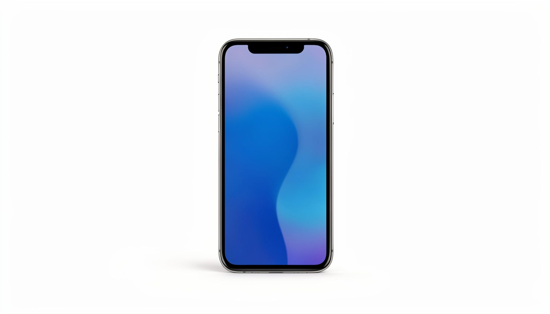 A modern smartphone with a large screen displayed against a clean white backdrop, minimalist tech-product styling.